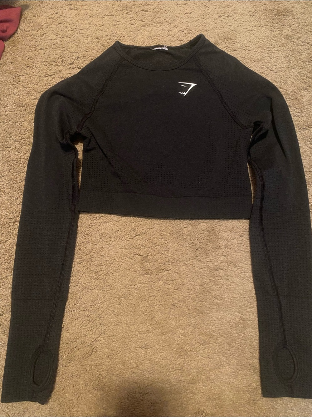 Gymshark Black Long Sleeve Cropped Seamless Top